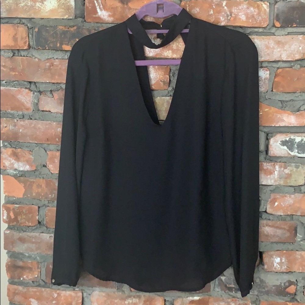 Black Blouse with Choker Neck